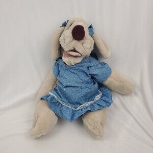 Wrinkles Plush Dog Puppet Heritage Collection 1981 Vintage Blue Dress 17" ID Tag